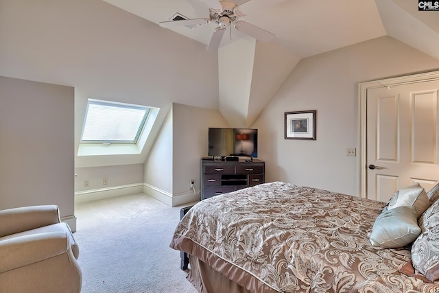 104 Preserve Ln, Columbia, SC 29209 - bedroom featuring vaulted ceiling, carpet, a skylight, and a ceiling fan