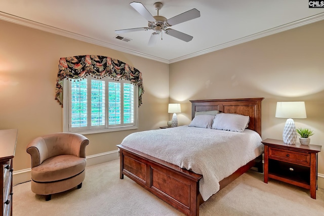 104 Preserve Ln, Columbia, SC 29209 - bedroom featuring light carpet, crown molding, baseboards, and ceiling fan