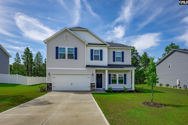 632 Sasanqua Ln, Lexington, SC 29073 - view of front of property featuring a garage, driveway, a shingled roof, stone siding, and board and batten siding