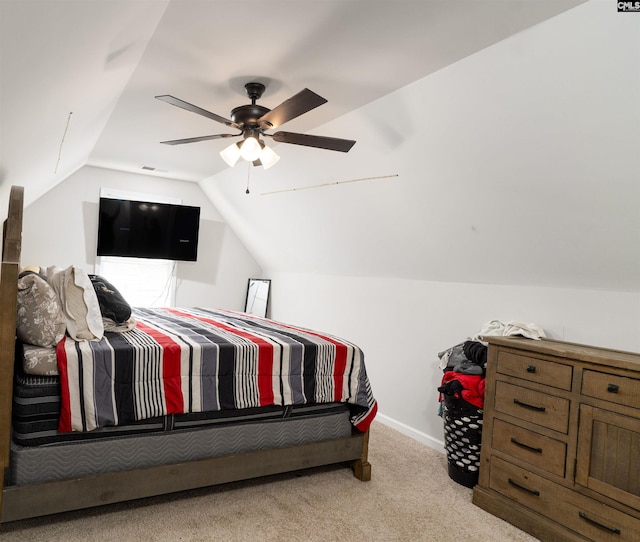 603 Rose Quartz Ln, Lexington, SC 29073 - bedroom featuring carpet flooring, lofted ceiling, baseboards, and ceiling fan