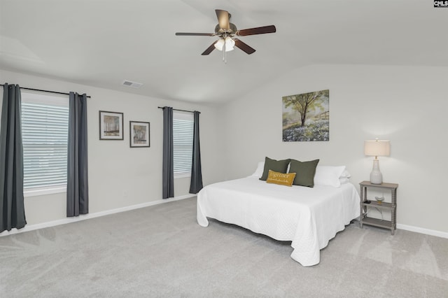 436 N Cobia Ct, Irmo, SC 29063 - carpeted bedroom featuring baseboards, vaulted ceiling, and ceiling fan