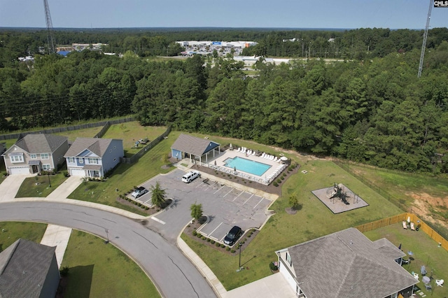 436 N Cobia Ct, Irmo, SC 29063 - aerial overview of property's location with a pool area and a heavily wooded area