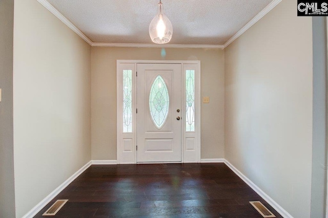 7905 Castleton Ln, Columbia, SC 29223 - foyer entrance with hardwood / wood-style flooring, a textured ceiling, crown molding, and baseboards