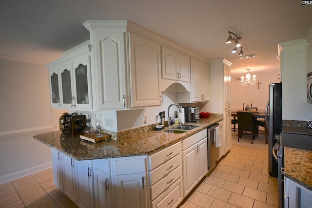 2 Indian Creek Trl, Lexington, SC 29072 - kitchen featuring a sink, white cabinetry, appliances with stainless steel finishes, and light tile patterned floors