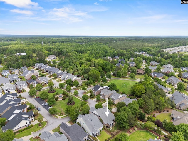 aerial view of residential area with a forest