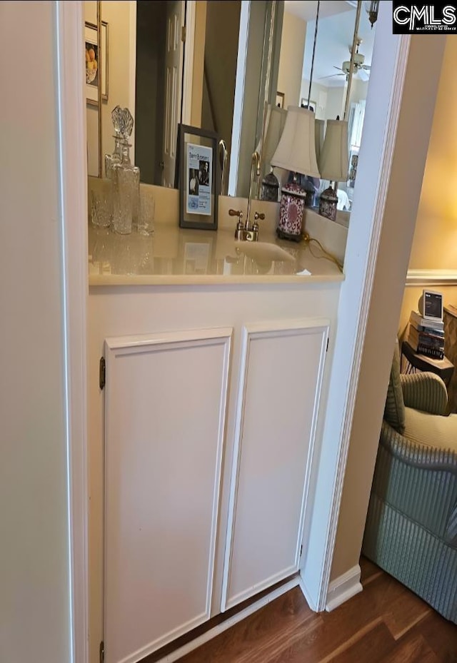 124 Carlyle Cir, Columbia, SC 29206 - bathroom featuring wood finished floors, a ceiling fan, and vanity