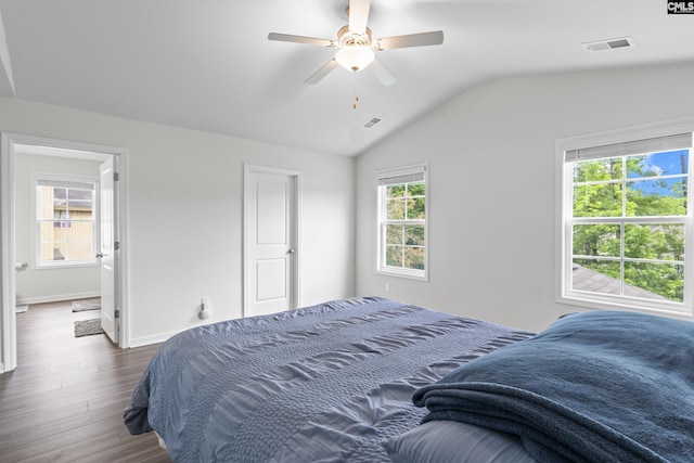2794 Prince Charles Ct, Columbia, SC 29209 - bedroom with dark wood finished floors, lofted ceiling, baseboards, and a ceiling fan