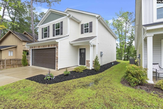2794 Prince Charles Ct, Columbia, SC 29209 - view of front facade featuring an attached garage, driveway, and central air condition unit