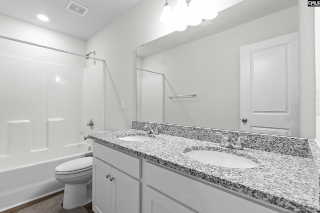 2794 Prince Charles Ct, Columbia, SC 29209 - bathroom featuring toilet, double vanity, and bathtub / shower combination