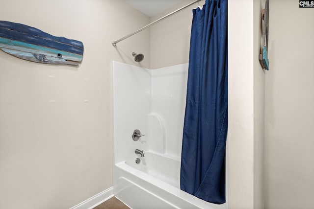 1307 Dusty Rd, Cope, SC 29038 - full bathroom with baseboards and shower / bath combination with curtain