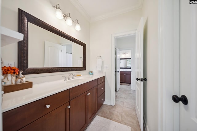 3011 River Vista Way, Mount Pleasant, SC 29466 - bathroom featuring vanity, crown molding, and tile patterned flooring