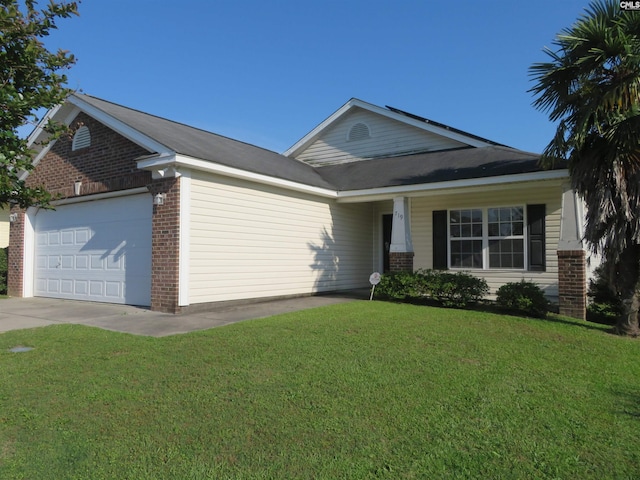 719 Applegate Ln, Columbia, SC 29209 - ranch-style house featuring brick siding, an attached garage, a front lawn, and concrete driveway