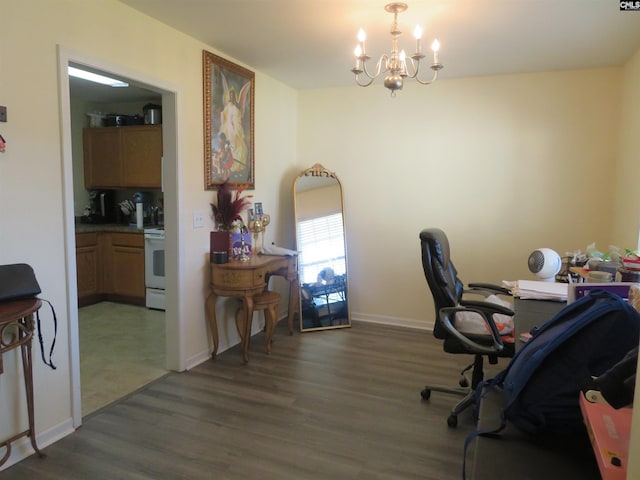 719 Applegate Ln, Columbia, SC 29209 - office space featuring wood finished floors, a chandelier, and baseboards
