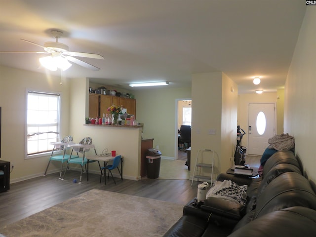 719 Applegate Ln, Columbia, SC 29209 - living room with light wood-style flooring, ceiling fan, and baseboards