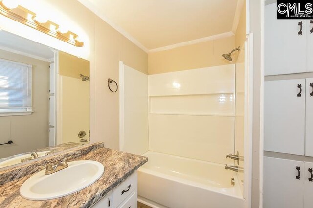 1527 Burnside Ave, Columbia, SC 29209 - bathroom featuring vanity, shower / washtub combination, and ornamental molding
