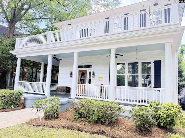 2203 Lincoln St, Columbia, SC 29201 - view of front of house with covered porch, a balcony, and ceiling fan