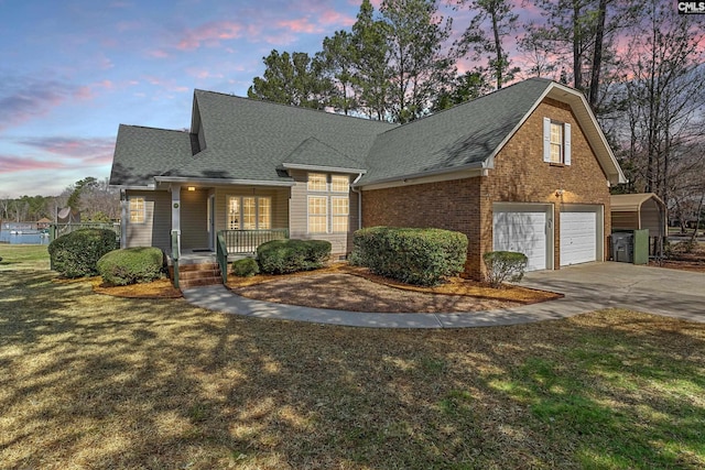 316 Smallwood Dr, Chapin, SC 29036 - view of front of property featuring covered porch, a shingled roof, concrete driveway, and a garage