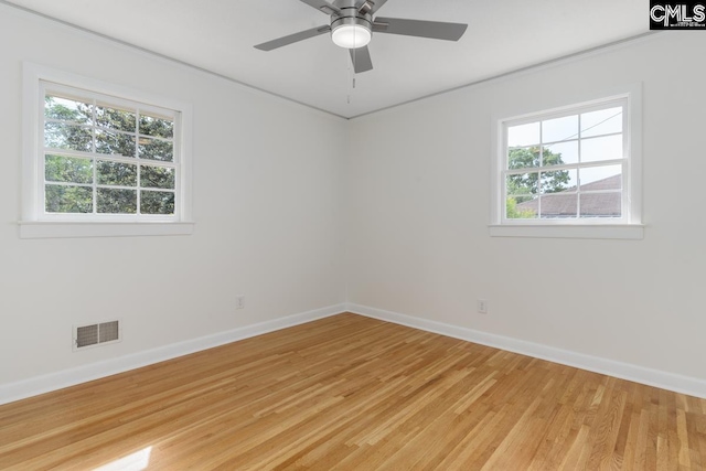 3901 Overdale Dr, Columbia, SC 29223 - unfurnished room featuring baseboards, light wood finished floors, crown molding, and ceiling fan