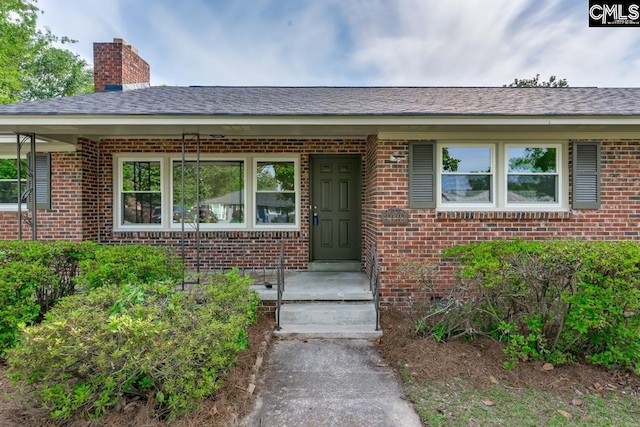 3901 Overdale Dr, Columbia, SC 29223 - doorway to property with a chimney and brick siding