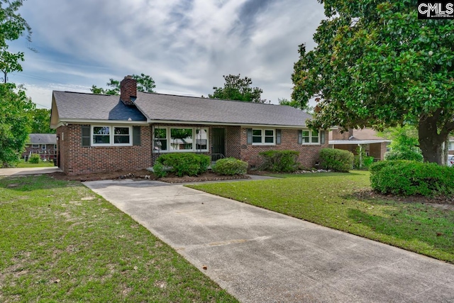 3901 Overdale Dr, Columbia, SC 29223 - single story home with brick siding, a front lawn, a chimney, concrete driveway, and crawl space