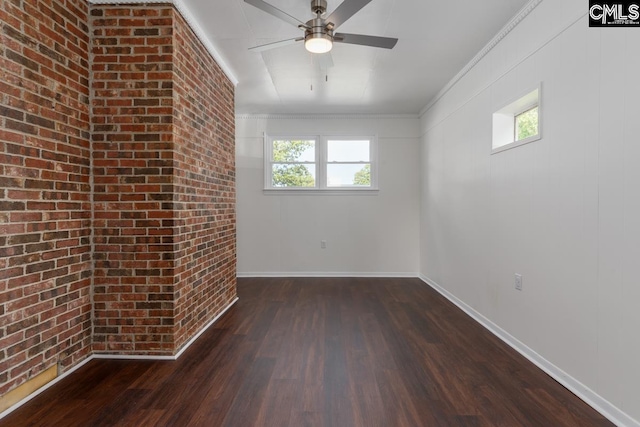 3901 Overdale Dr, Columbia, SC 29223 - empty room with dark wood-type flooring, a ceiling fan, plenty of natural light, and baseboards