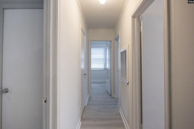 969 Boulevard Rd, Sumter, SC 29153 - hall featuring light wood-style floors, crown molding, and baseboards