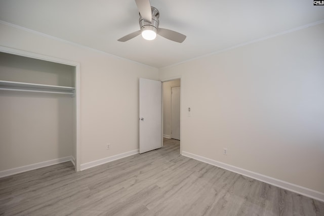 969 Boulevard Rd, Sumter, SC 29153 - unfurnished bedroom featuring wood finished floors, a closet, ornamental molding, baseboards, and a ceiling fan