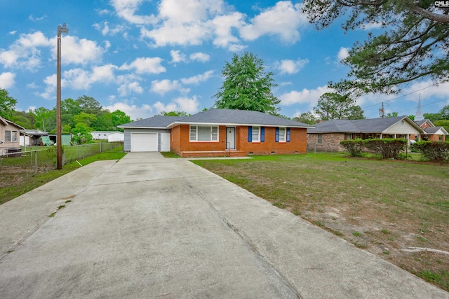 969 Boulevard Rd, Sumter, SC 29153 - ranch-style house featuring brick siding, concrete driveway, crawl space, and an attached garage