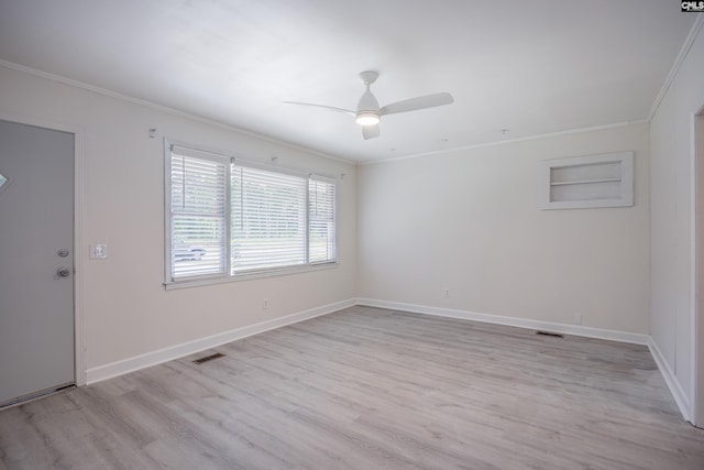 969 Boulevard Rd, Sumter, SC 29153 - unfurnished room with crown molding, light wood finished floors, ceiling fan, and baseboards