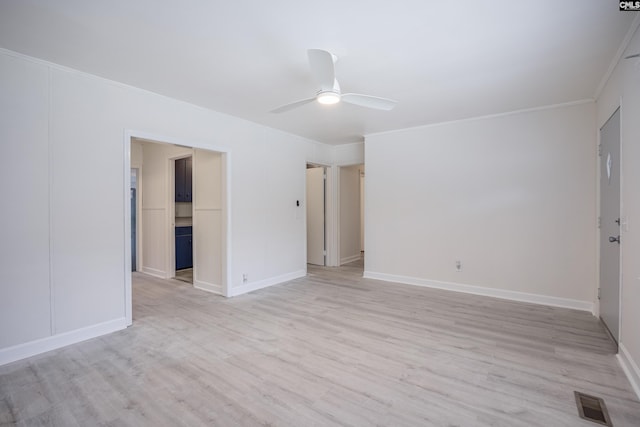 969 Boulevard Rd, Sumter, SC 29153 - unfurnished room with a ceiling fan, light wood-style floors, crown molding, and baseboards