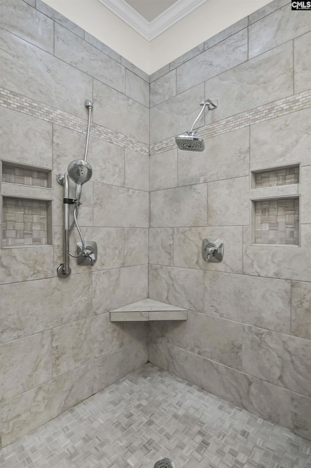 177 Preserve Ln, Columbia, SC 29209 - bathroom featuring crown molding and tiled shower