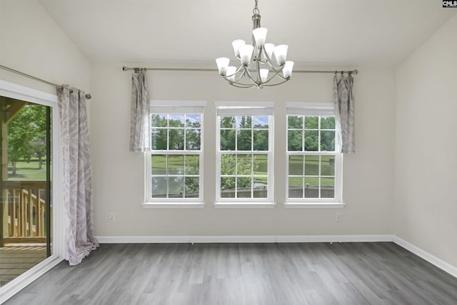 315 Merus Dr, Lexington, SC 29072 - unfurnished dining area featuring a chandelier, plenty of natural light, and wood finished floors
