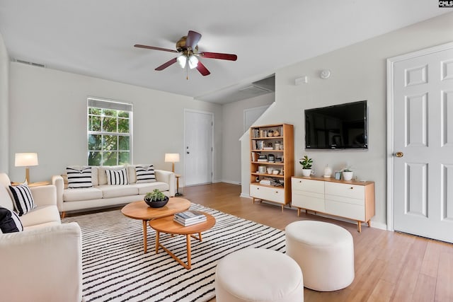 127 Curvewood Rd, Columbia, SC 29229 - living room with light wood finished floors, ceiling fan, and baseboards