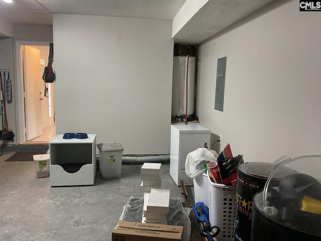 view of patio / terrace with water heater and electric panel