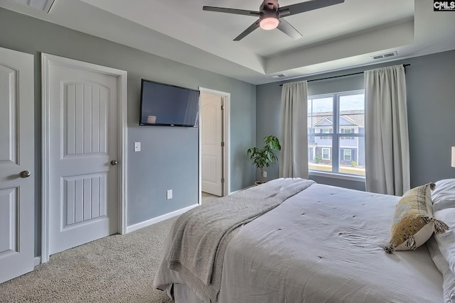 165 Wahoo Cir, Irmo, SC 29063 - carpeted bedroom featuring baseboards, a tray ceiling, and a ceiling fan