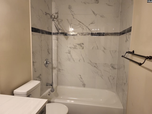 full bathroom with toilet, shower / bath combination, and vanity