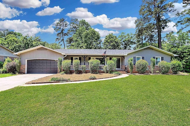 419 Hempsted Rd, Columbia, SC 29210 - ranch-style house featuring a garage, concrete driveway, a front yard, and brick siding