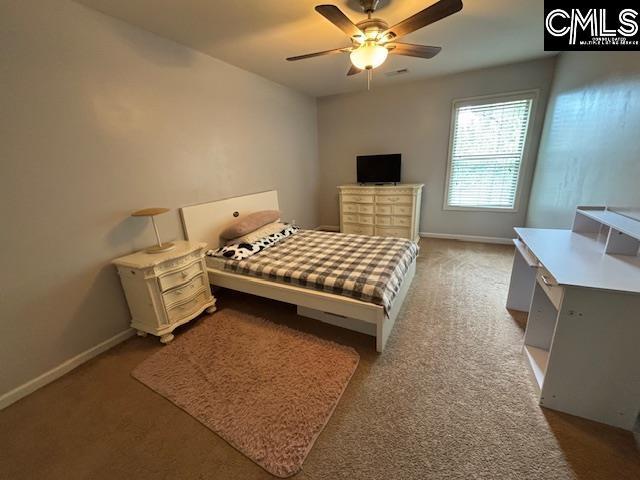 404 Coopers Edge Ln, Blythewood, SC 29016 - bedroom featuring carpet flooring, baseboards, and a ceiling fan