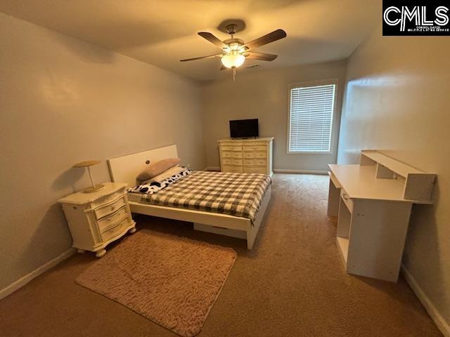 404 Coopers Edge Ln, Blythewood, SC 29016 - bedroom featuring light carpet, baseboards, and a ceiling fan