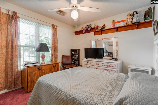 bedroom featuring carpet flooring and ceiling fan