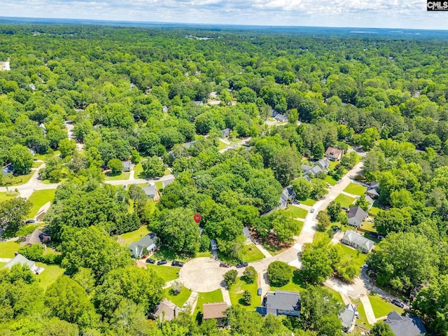 aerial view of a heavily wooded area