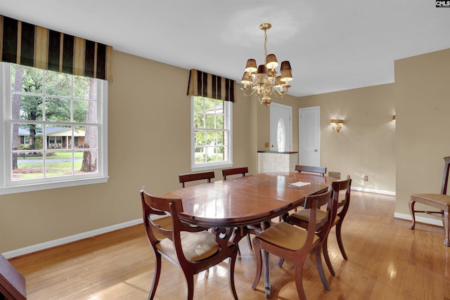 731 Trafalgar Dr, Columbia, SC 29210 - dining room with a chandelier, light wood-style flooring, and baseboards