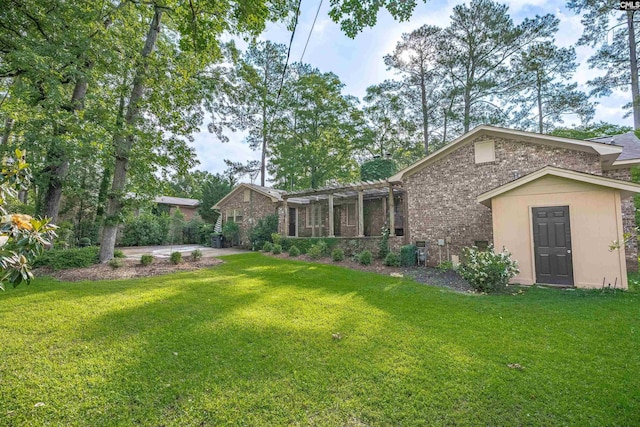 731 Trafalgar Dr, Columbia, SC 29210 - rear view of property featuring a lawn and brick siding