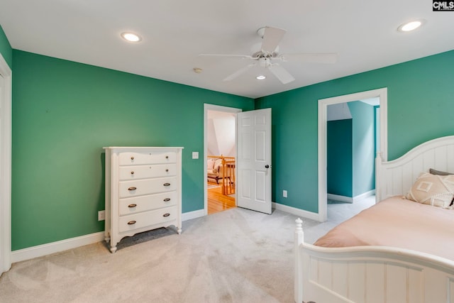 570 Wateree Key Ct, Winnsboro, SC 29180 - carpeted bedroom featuring recessed lighting, ceiling fan, and baseboards