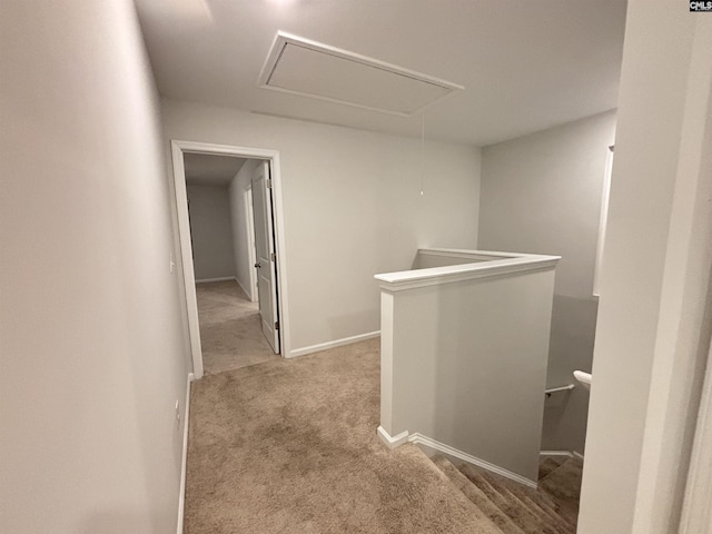 407 Eclipse Ln, Elgin, SC 29045 - hallway with attic access, an upstairs landing, carpet floors, and baseboards