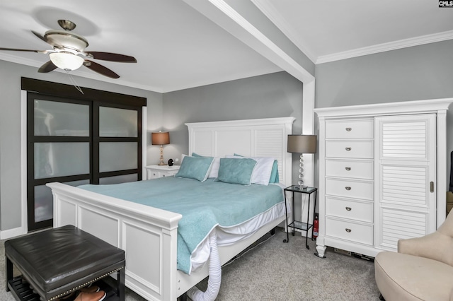 301 Harbor Heights Dr Unit 5D, Lexington, SC 29072 - bedroom featuring carpet floors, crown molding, and a ceiling fan