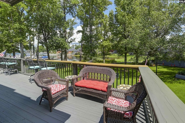 301 Harbor Heights Dr Unit 5D, Lexington, SC 29072 - wooden deck featuring a yard and a water view