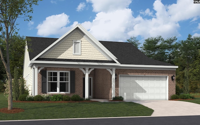 550 Edenwood Dr, Sumter, SC 29150 - view of front of property featuring brick siding, concrete driveway, a front lawn, a garage, and a shingled roof