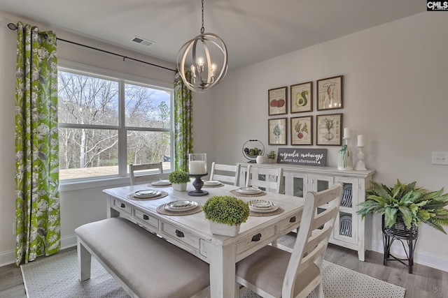 550 Edenwood Dr, Sumter, SC 29150 - dining room featuring a chandelier, baseboards, and wood finished floors