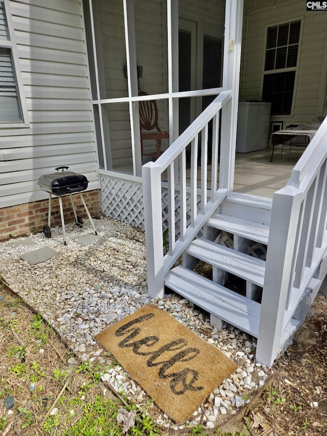 deck featuring grilling area